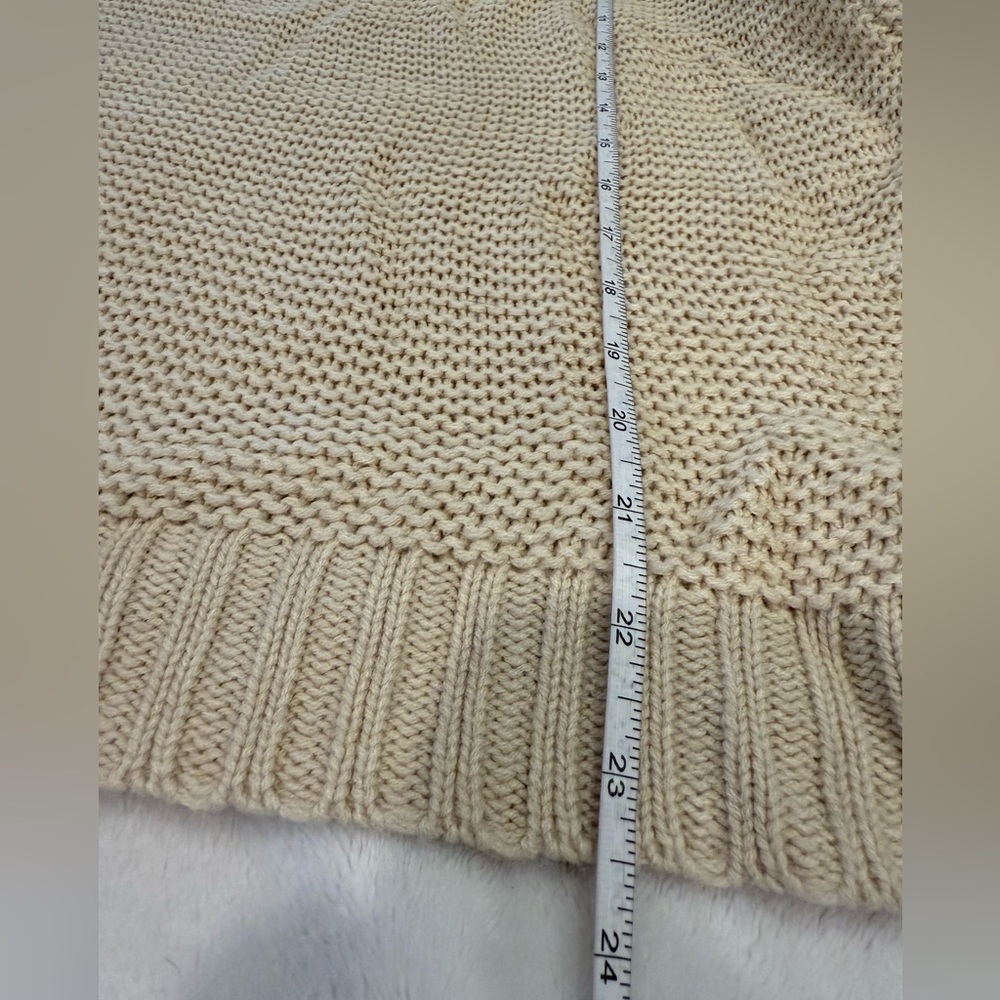 Jack by BB Dakota boho sweater cream chunky knit lace up V neck long sleeves Med - Picture 7 of 10